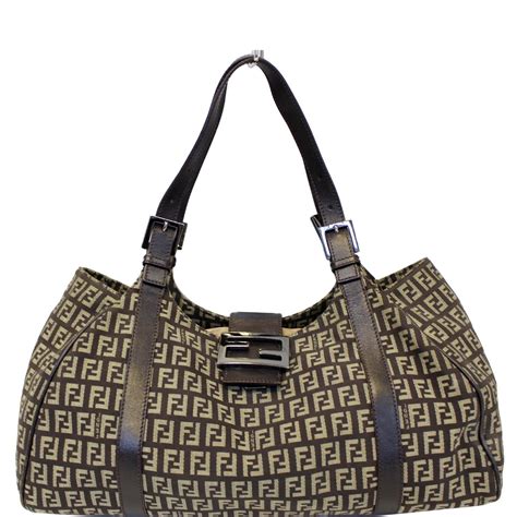 fendi light brwn canvas shoulder|Fendi handbags.